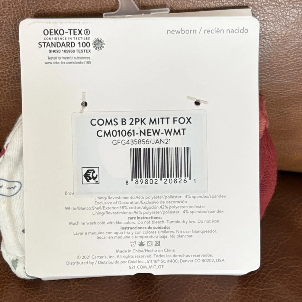Child of Mine by Carter’s NEWBORN Fox and Bear Mittens 2 pack
